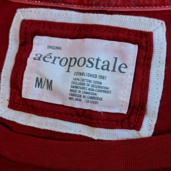 Aeropostale Short Sleeve Shirt Red White Medium - Picture 6 of 6
